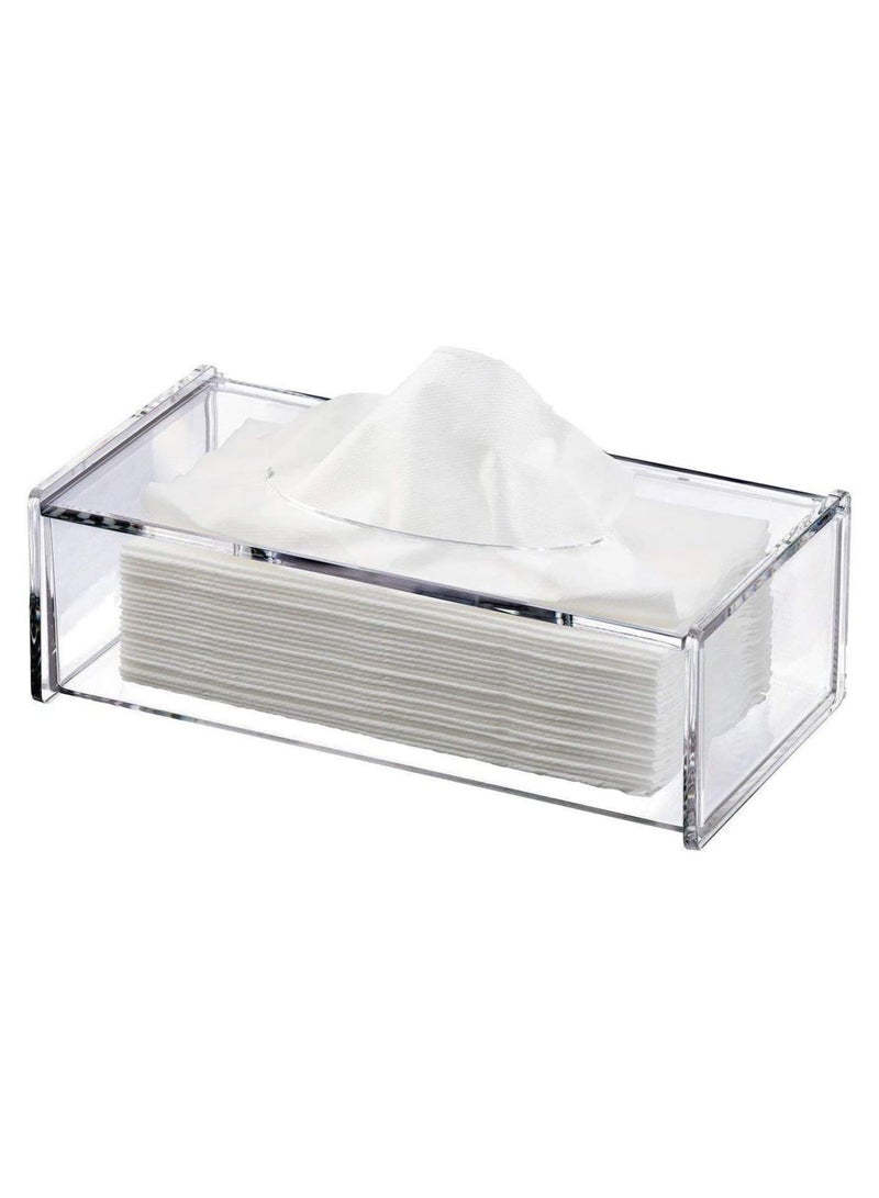 تي بي جي بي غطاء علبة مناديل أكريليك شفاف مع حامل مناديل وموزع مناديل للمنزل والمكتب والسيارة (مستطيل) - Image 1