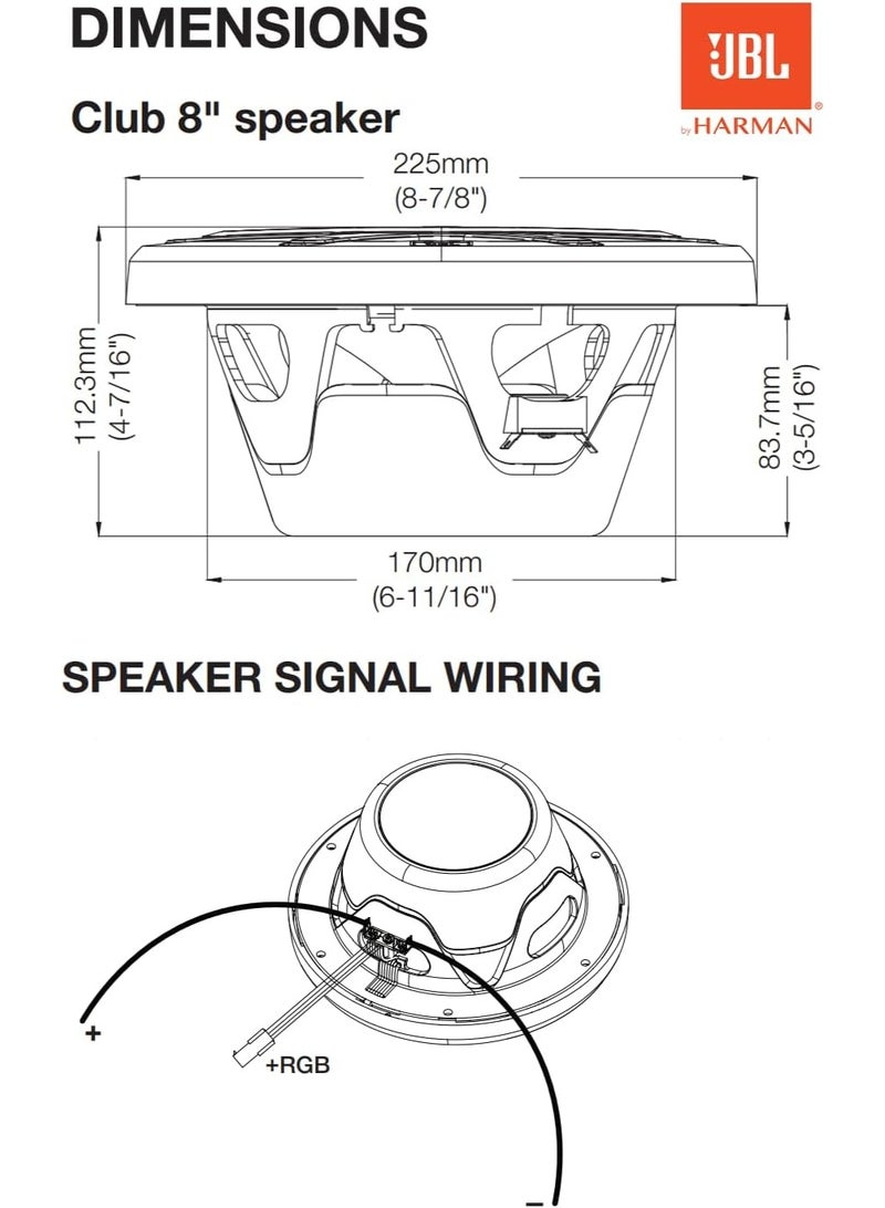 JBL Marine Club 82 8 Inch Marine Coaxial Speakers – Waterproof High Performance Boat Audio System - Image 3