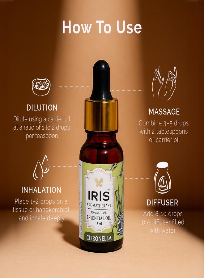 آيريس زيت عطري من إيريس أروماتيراپي 15 مل (سيترونيلا) - Image 5