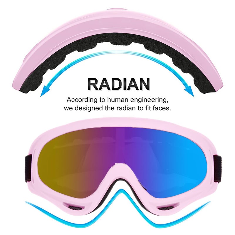 LJDJ Cycling Sports Goggles Motocross Riding Hiking with Balaclava Mask UV Protection Summer Cooling Neck Gaiter Men Women (Light Pink/Colorful+Mask) - Image 4