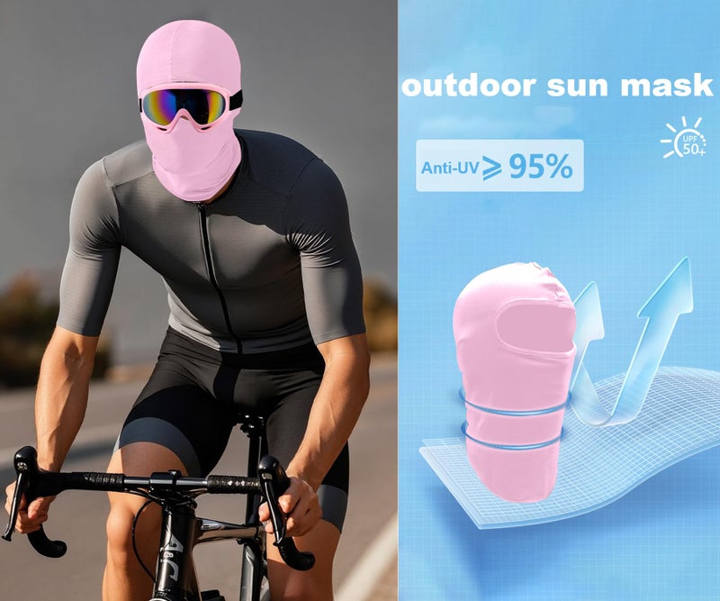 LJDJ Cycling Sports Goggles Motocross Riding Hiking with Balaclava Mask UV Protection Summer Cooling Neck Gaiter Men Women (Light Pink/Colorful+Mask) - Image 3