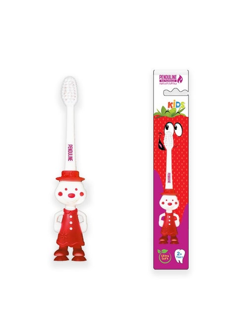 Penduline Kids Toothbrush | Ultra Soft | Red Color | Rubber base | Girl