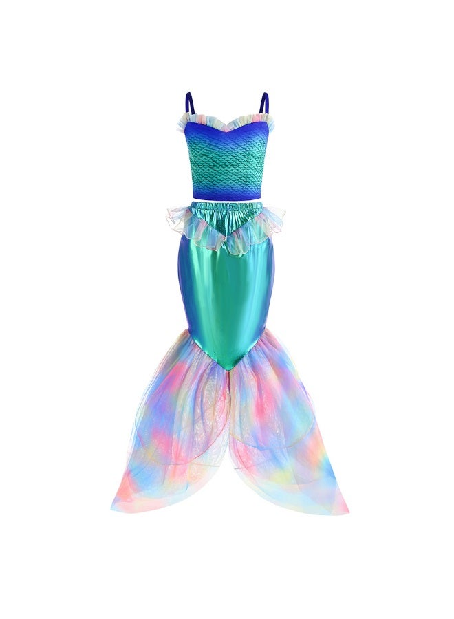 NIBEMINENT Mermaid princess dress collection, Ariel wig children's mermaid fishtail dress, European and American style children's dress - Image 1