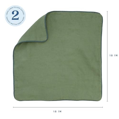 ELYN Linen Pillow Covers Set of 2 Ultra Soft Decorative Throw Pillow Covers 18x18 inches Made with 100 European Flax Linen Perfect for Any Home Living Room or Bedroom Dcor Light GreenTeal - Image 3
