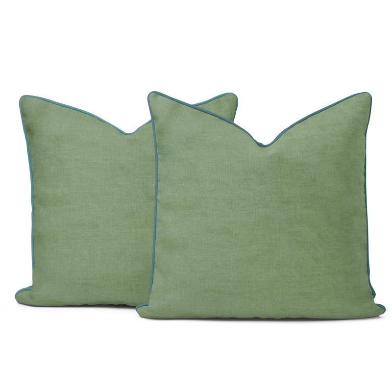 ELYN Linen Pillow Covers Set of 2 Ultra Soft Decorative Throw Pillow Covers 18x18 inches Made with 100 European Flax Linen Perfect for Any Home Living Room or Bedroom Dcor Light GreenTeal - Image 2