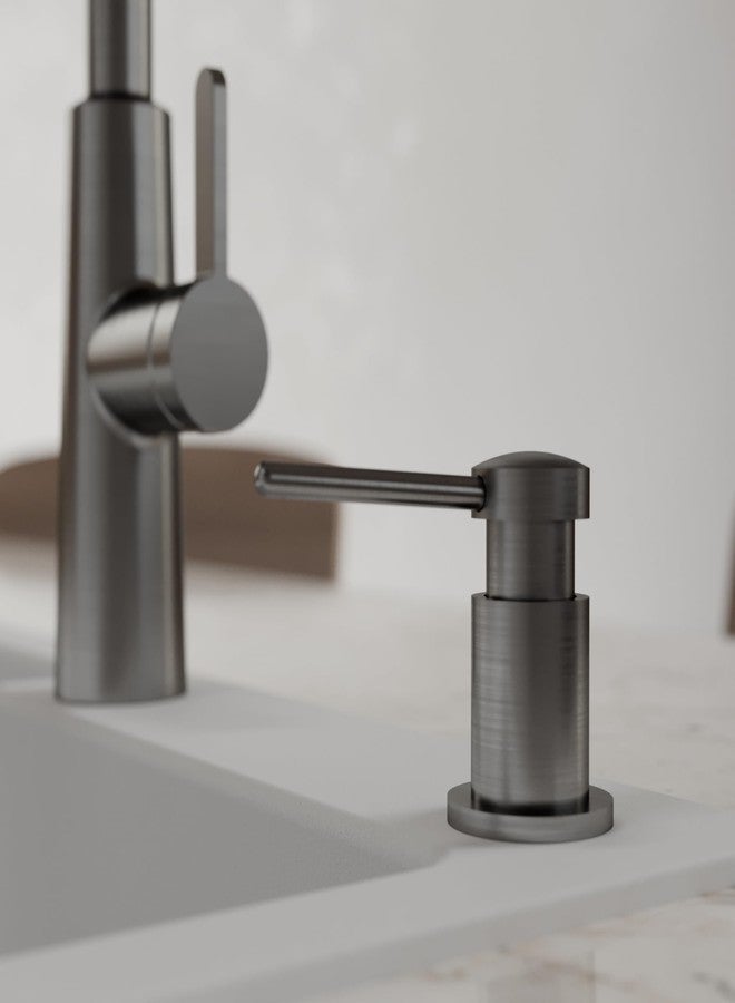 Karran SD55 Kitchen Soap Dispenser - Premium Lead-Free Brass, Dual Refill Options, 47" Undermount Tube for Large Bottles, Self-Priming Pump, Commercial-Grade Durability (Spot Free Gunmetal Grey) - Image 2
