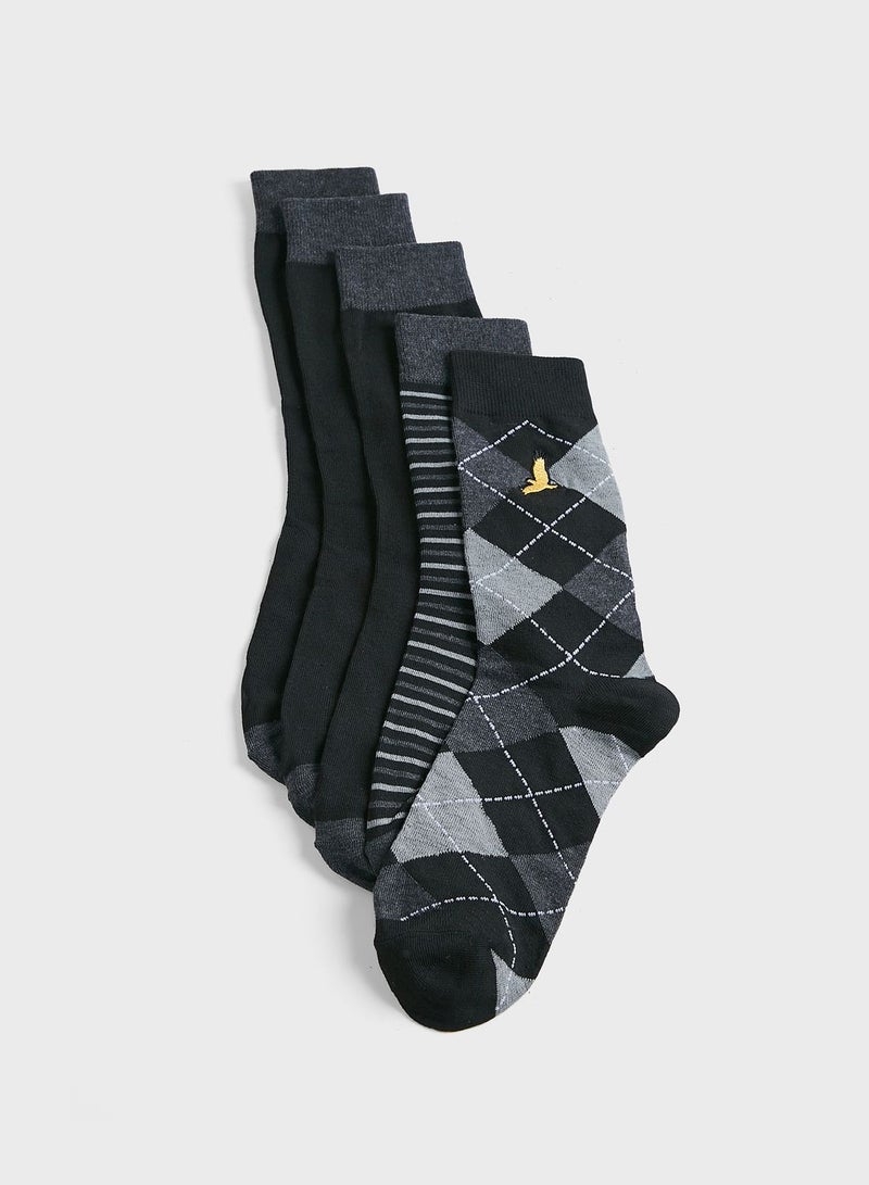 BRAVE SOUL Pack of 5 Sock With Embroidery Logo - Image 1