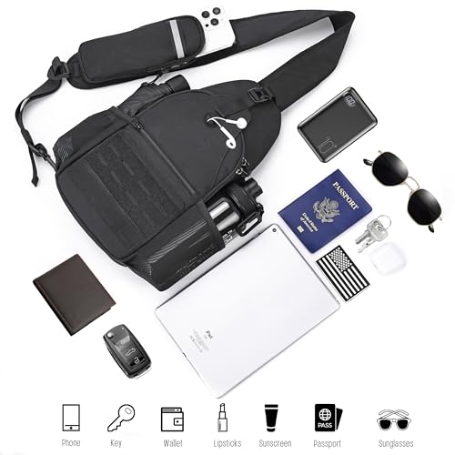 DEYACE Mens Sling Bag, Water-Resistant Large Shoulder Bag Small Single Strap Backpack Cross body Bag for Men - Image 3