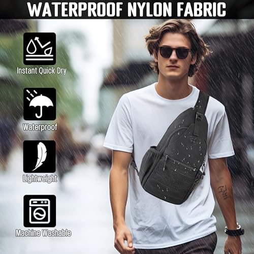 DEYACE Mens Sling Bag, Water-Resistant Large Shoulder Bag Small Single Strap Backpack Cross body Bag for Men - Image 2
