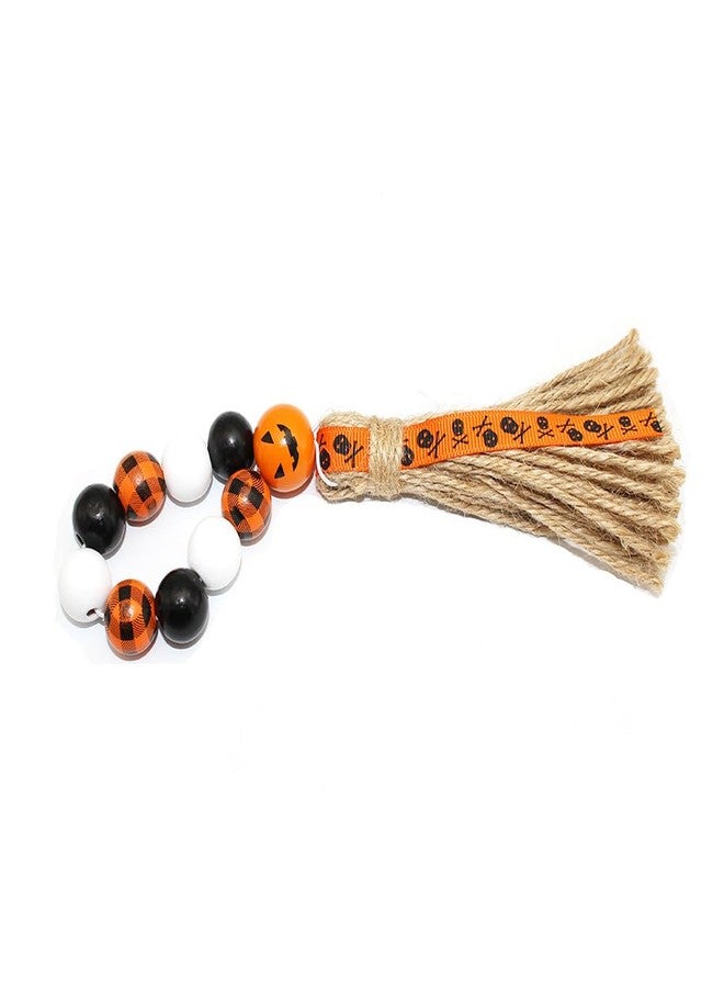 werdecade Halloween Buffalo Wood Bead Napkin Rings Set of 6, Fall Farmhouse Boho Beaded Napkin Holder, with Tassel for Halloween Dinning Table Setting,Havest,Thanksgiving(Halloween Style) - Image 5