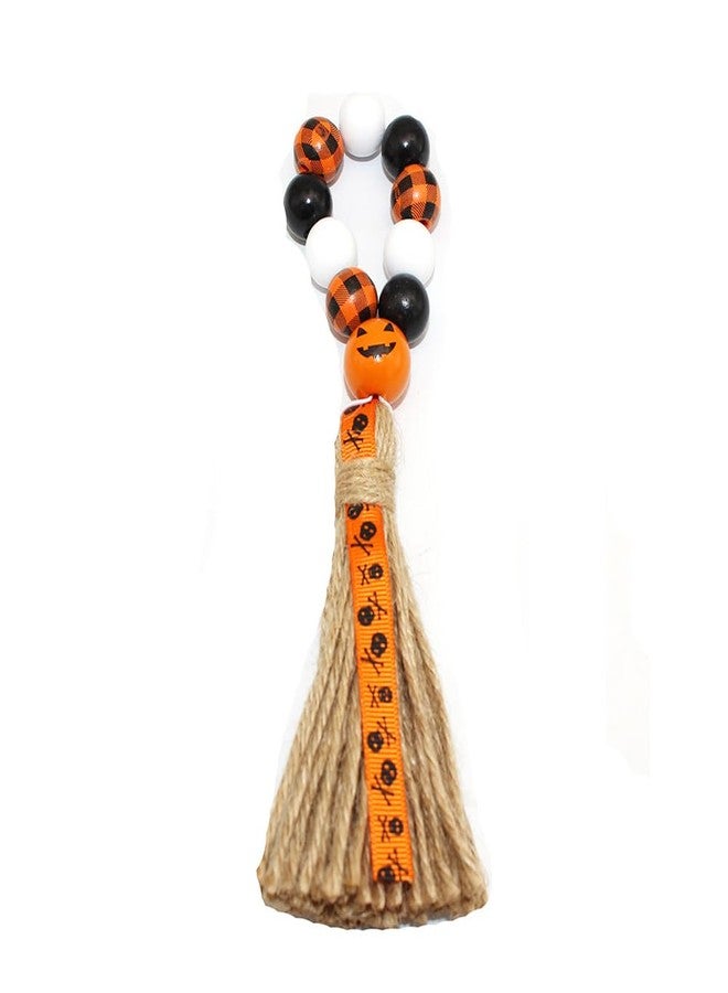 werdecade Halloween Buffalo Wood Bead Napkin Rings Set of 6, Fall Farmhouse Boho Beaded Napkin Holder, with Tassel for Halloween Dinning Table Setting,Havest,Thanksgiving(Halloween Style) - Image 4