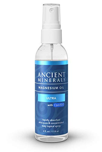 Ancient Minerals Ultra Magnesium Oil Spray with MSM a Pure Zechstein Topical Magnesium Chloride with The Added Benefits of OptiMSM 4oz