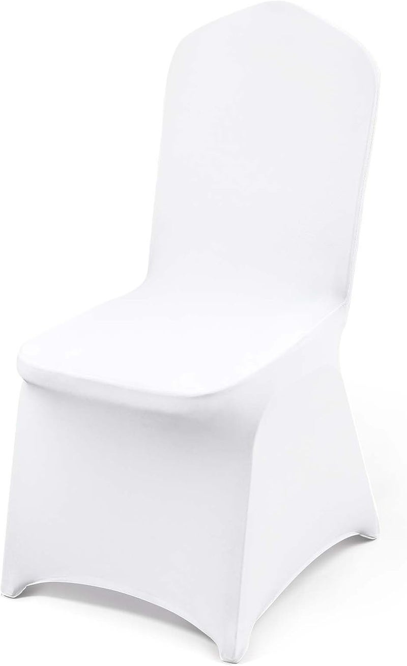 100 Pcs White Chair Covers Polyester Spandex Stretch Slipcovers for Weddings and Events - Image 1