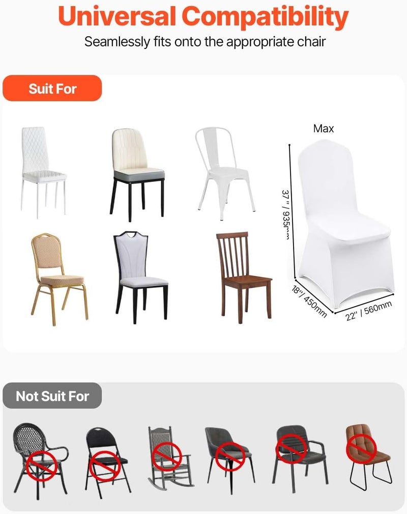 100 Pcs White Chair Covers Polyester Spandex Stretch Slipcovers for Weddings and Events - Image 4