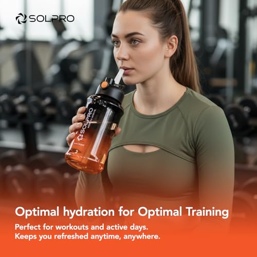 Solpro Voda Prague Sipper Water Bottle 1000 ml Leakproof BPA Free, Sipper Bottle for Kids, Men, Women, Adults for School, Office, College, Travel, Gym, Workout, Outdoor, Camping (Black/Orange) - Image 3