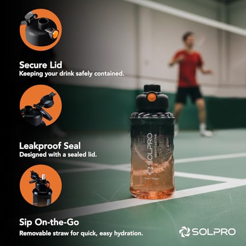 Solpro Voda Prague Sipper Water Bottle 1000 ml Leakproof BPA Free, Sipper Bottle for Kids, Men, Women, Adults for School, Office, College, Travel, Gym, Workout, Outdoor, Camping (Black/Orange) - Image 5