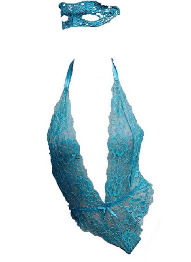 Women bond girl backless jumpsuit With Eye Mask  - Image 1
