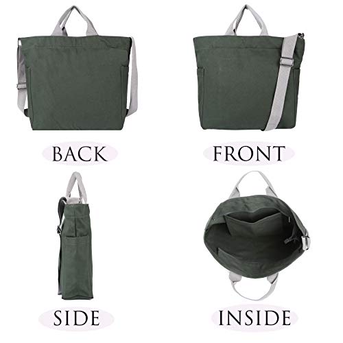 Sangra Women's Canvas Tote Handbag - Versatile Casual Shoulder & Crossbody Work Sling Bag (Dark Olive) - Image 3