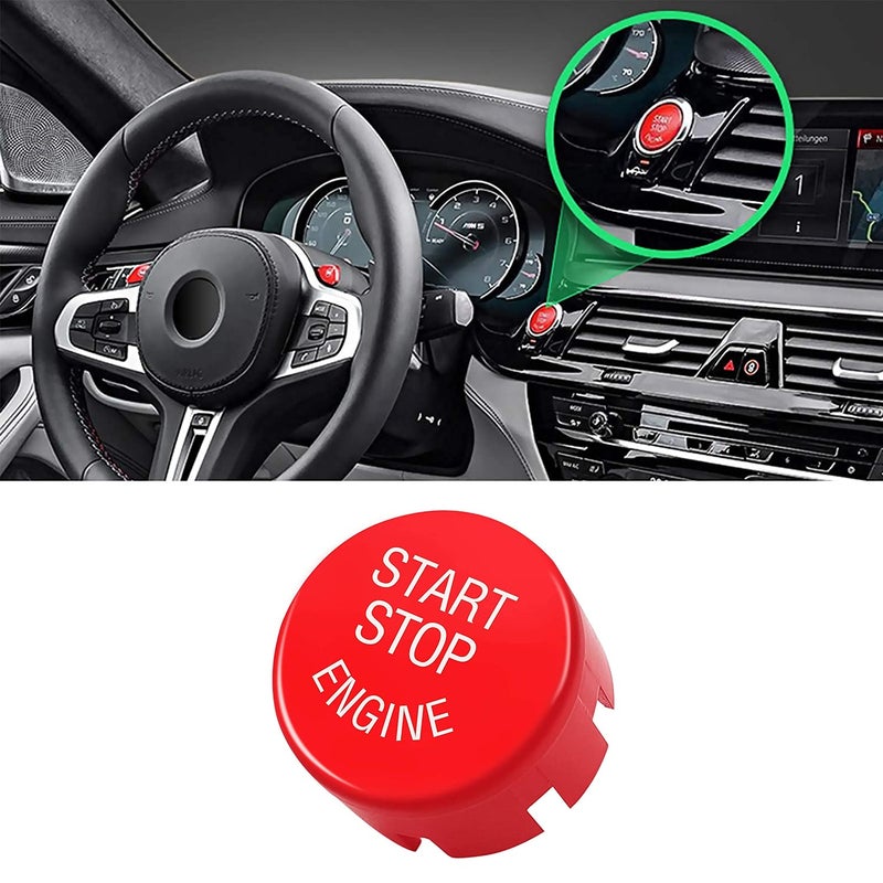 Jaronx Sports Red Start Stop Engine Switch Button Compatible with BMWPower Ignition Start Stop Button ReplacementCompatible with BMW 1 2 3 4 5 6 7 X1 X3 X4 X5 X6F30 F10 F01 F15 G01 G30 G31 G11 G12