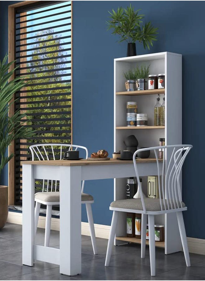 Home Canvas Home Canvas Study Dek, Bar Table Decorative Kitchen Dining Table With Shelf Basket Walnut - White  - Image 3