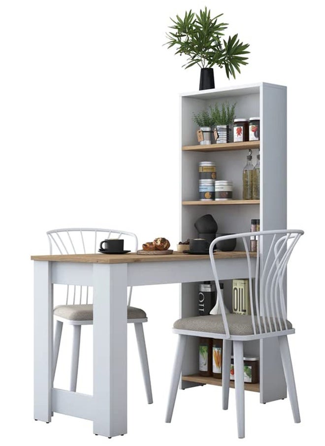 Home Canvas Home Canvas Study Dek, Bar Table Decorative Kitchen Dining Table With Shelf Basket Walnut - White  - Image 4