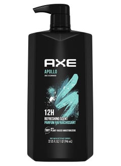 Axe Axe Dual Action Body Wash for Long Lasting Freshness Apollo Sage & Cedarwood Men's Mositurizing Shower Gel with 100% Plant-based Prebiotics, No Parabens, Dermatologist tested 946 mL  - Image 1