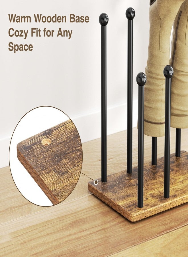pickpiff Boot Rack 8-Pair Shoe Organizer Tall 16.4'' Free Standing Shoes Holder Metal With Wood Base - Image 4