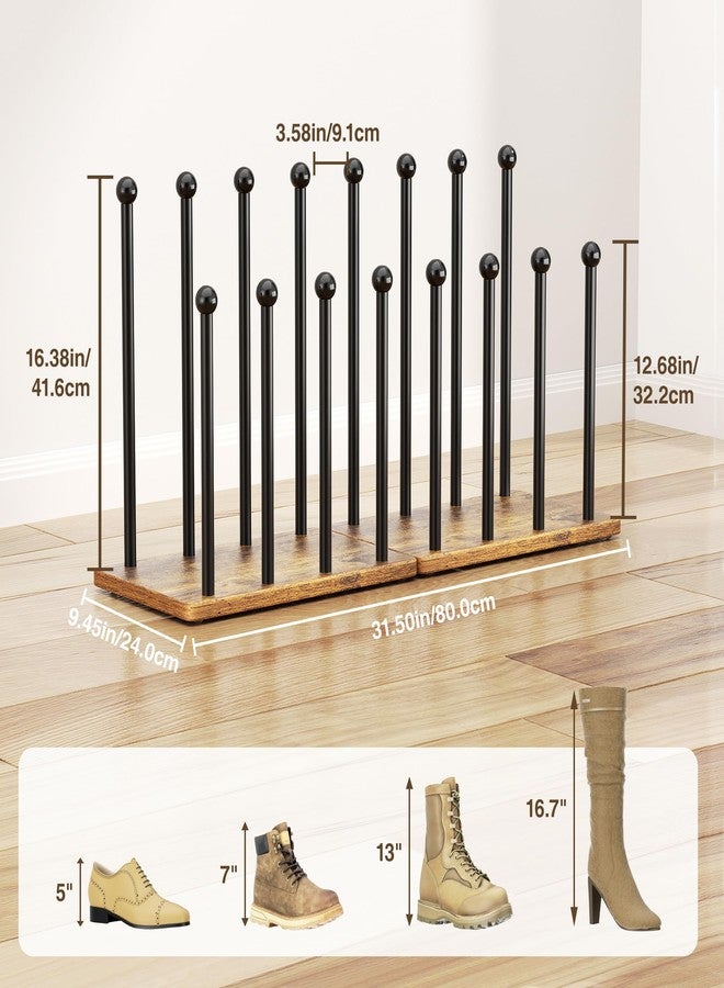 pickpiff Boot Rack 8-Pair Shoe Organizer Tall 16.4'' Free Standing Shoes Holder Metal With Wood Base - Image 3