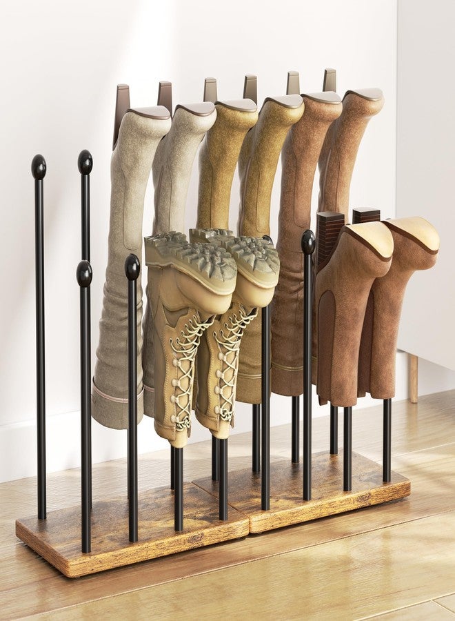 pickpiff Boot Rack 8-Pair Shoe Organizer Tall 16.4'' Free Standing Shoes Holder Metal With Wood Base - Image 2