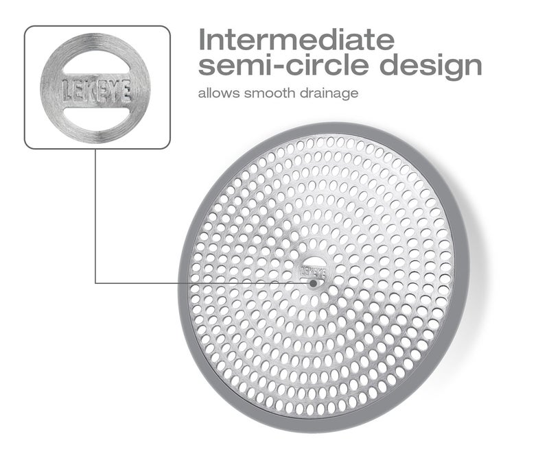 LEKEYE Shower Hair Catcher Drain Protector Strainer-Steel & Silicone 2 Pack - Image 5