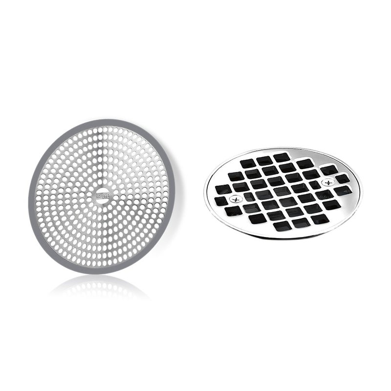 LEKEYE Shower Hair Catcher Drain Protector Strainer-Steel & Silicone 2 Pack - Image 3