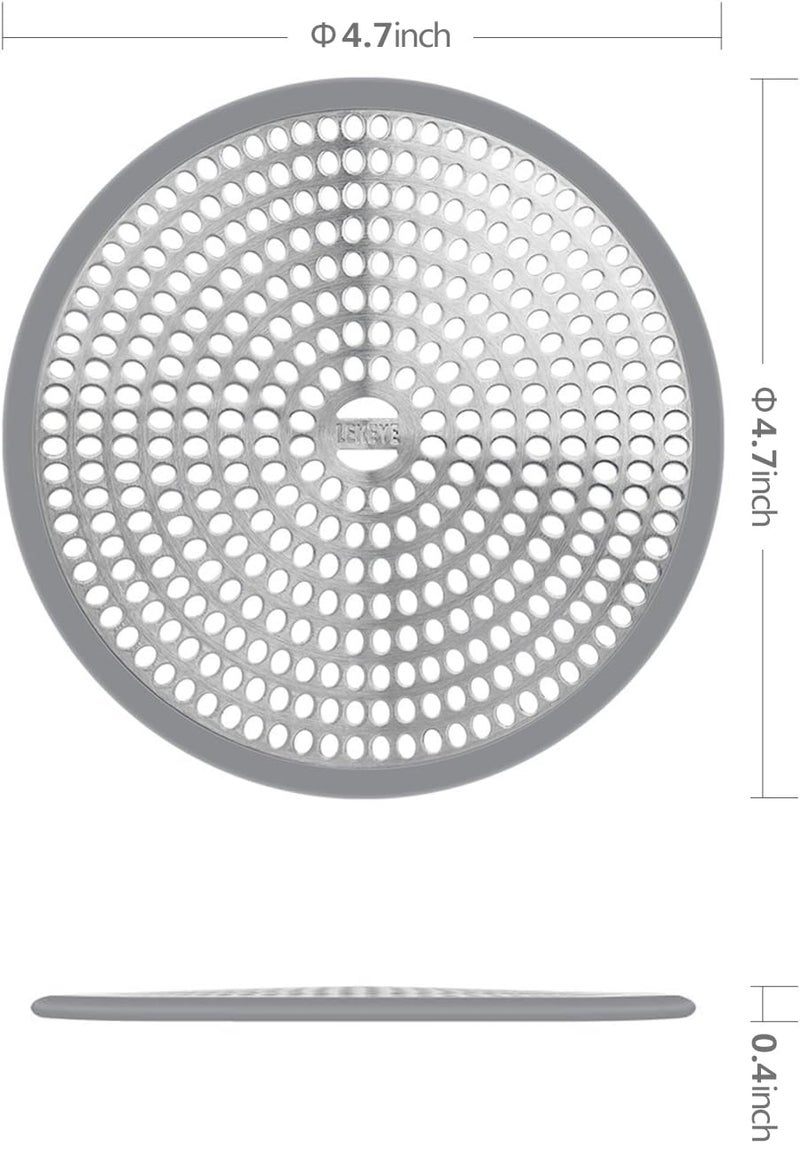 LEKEYE Shower Hair Catcher Drain Protector Strainer-Steel & Silicone 2 Pack - Image 4