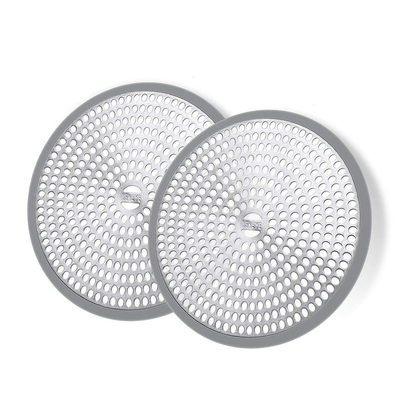 LEKEYE Shower Hair Catcher Drain Protector Strainer-Steel & Silicone 2 Pack - Image 1