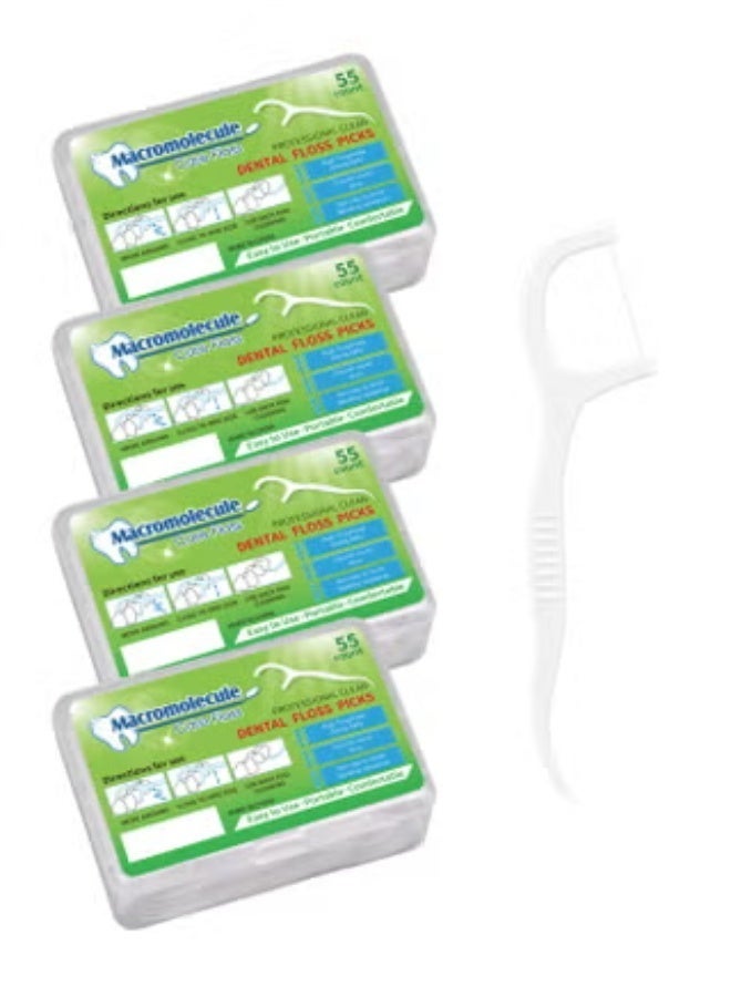 QZ 220-Pcs 55*4 Dental Floss Toothpick,Teeth Stick,Tooth Picks,Floss Picks,Teeth Cleaning，Family Size (220 Picks) - Image 1
