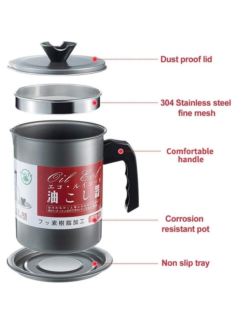 فالمر وعاء مصفاة زيت للمطبخ مع فلتر، موزع زيت من الستانلس ستيل سعة 1.4 لتر، حاوية تخزين مع مصفاة شبكية دقيقة، مثالية لزيت القلي وشحوم الطبخ - Image 4