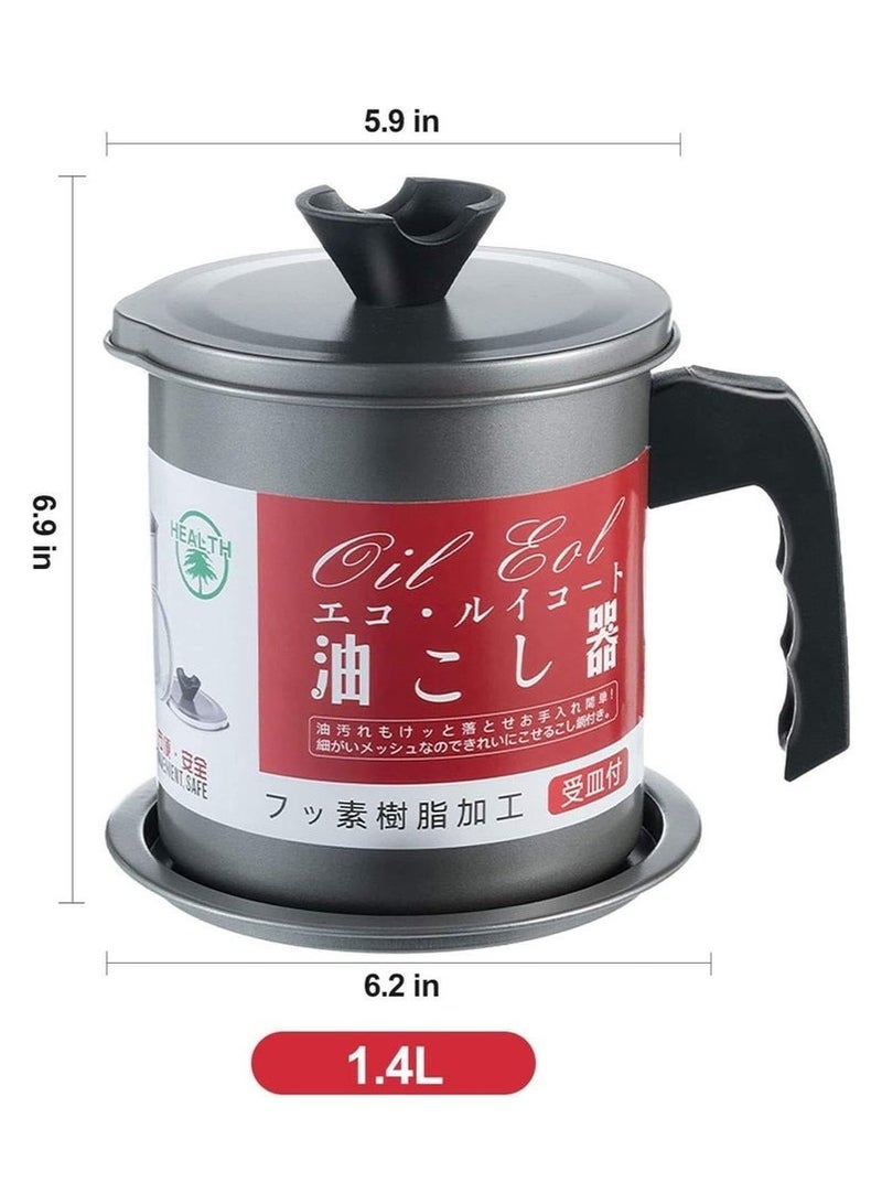 فالمر وعاء مصفاة زيت للمطبخ مع فلتر، موزع زيت من الستانلس ستيل سعة 1.4 لتر، حاوية تخزين مع مصفاة شبكية دقيقة، مثالية لزيت القلي وشحوم الطبخ - Image 3