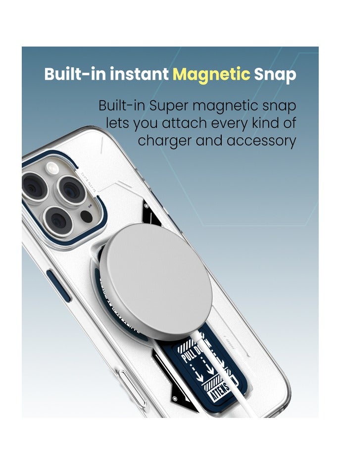 Moxedo Magnetic Protective Case Scratch Resistant Drop Protection with Built-in Extendable Grip Stand Compatible for iPhone 16 Pro Max 6.9 inch - Blue - Image 2