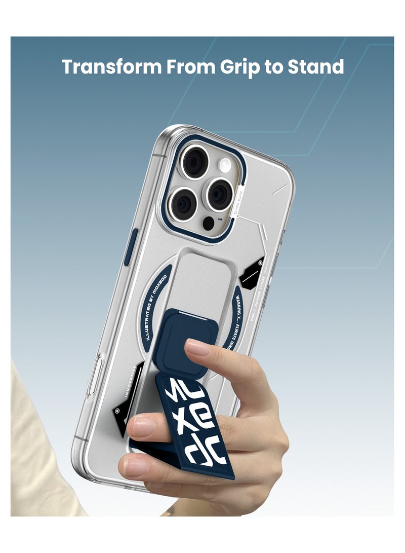 Moxedo Magnetic Protective Case Scratch Resistant Drop Protection with Built-in Extendable Grip Stand Compatible for iPhone 16 Pro Max 6.9 inch - Blue - Image 4