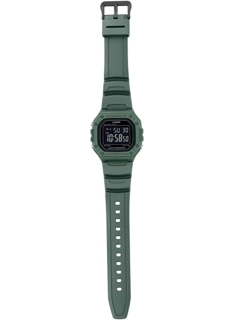 Casio Men's Watch Digital Display and Resin Strap W-218H-3BVDF Green - Image 4