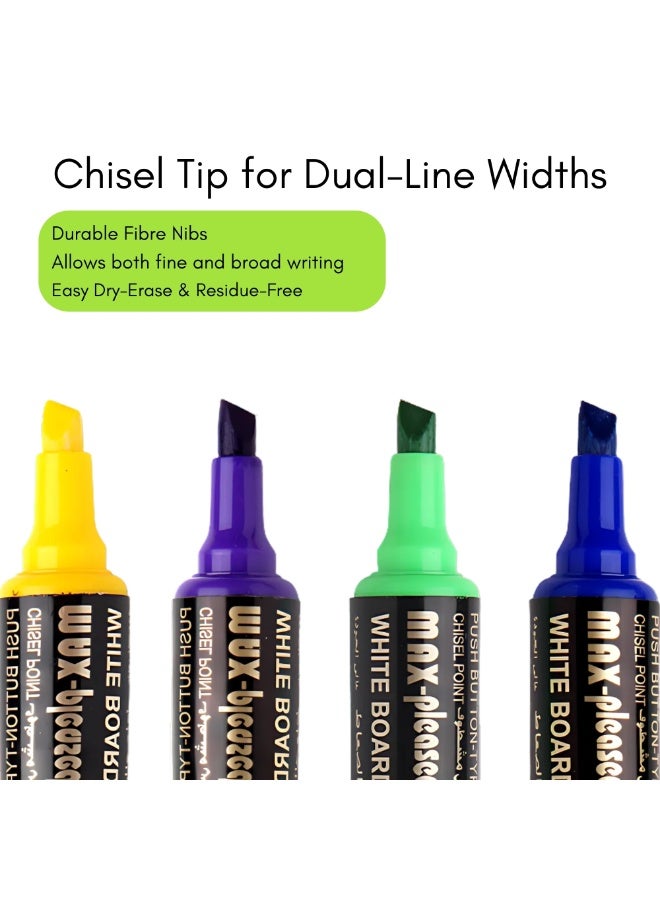 Pack of 8 PCS White Board Marker 8 Pieces Chisel Tip White Board Markers in Assorted Colors Bullet Tip Markers Dry Erase Marker Writes Clear Wipes Out Instant Pump Action System Push Button Type Multicolor Markers in Vivid Colors for Kids Adults Students Home Classroom School - Image 3