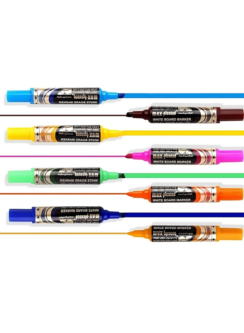 Pack of 8 PCS White Board Marker 8 Pieces Chisel Tip White Board Markers in Assorted Colors Bullet Tip Markers Dry Erase Marker Writes Clear Wipes Out Instant Pump Action System Push Button Type Multicolor Markers in Vivid Colors for Kids Adults Students Home Classroom School - Image 1
