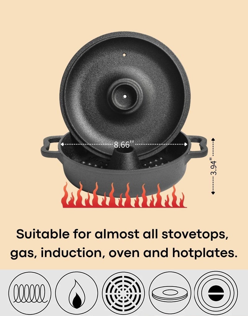 bangminda Large Garlic Roaster, Cast Iron Garlic Roaster for Oven Grill, Cast Iron Skillets Pan for BBQ, Picnic Garlic Baker with 2 Garlic Presses - Image 2