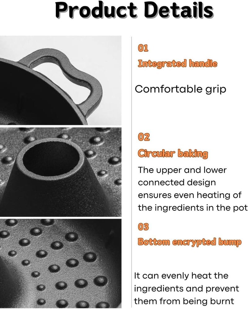 bangminda Large Garlic Roaster, Cast Iron Garlic Roaster for Oven Grill, Cast Iron Skillets Pan for BBQ, Picnic Garlic Baker with 2 Garlic Presses - Image 3