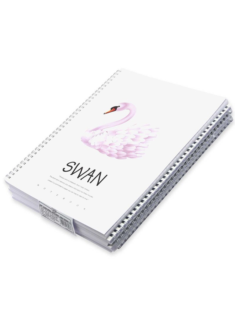 FIS Pack Of 5 Spiral Soft Cover Notebook, 96 Sheets A4 Swan Design 1 -FSNBSSCA496-SWA1 - Image 3