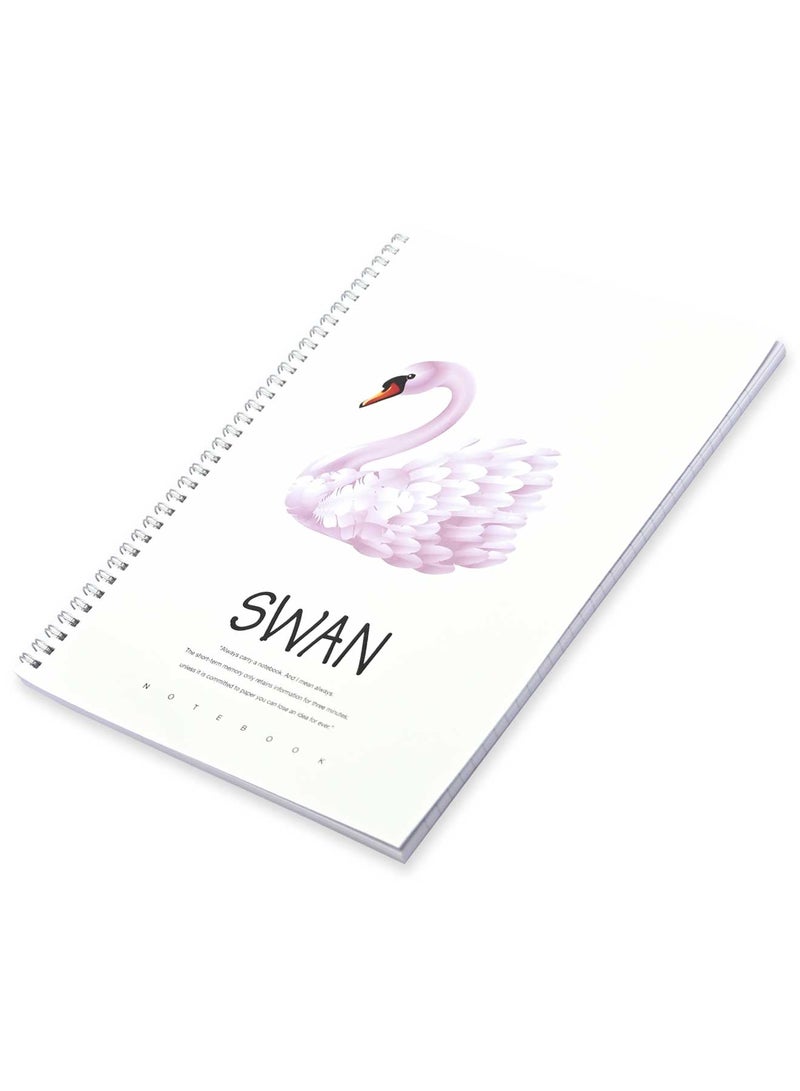 FIS Pack Of 5 Spiral Soft Cover Notebook, 96 Sheets A4 Swan Design 1 -FSNBSSCA496-SWA1 - Image 1