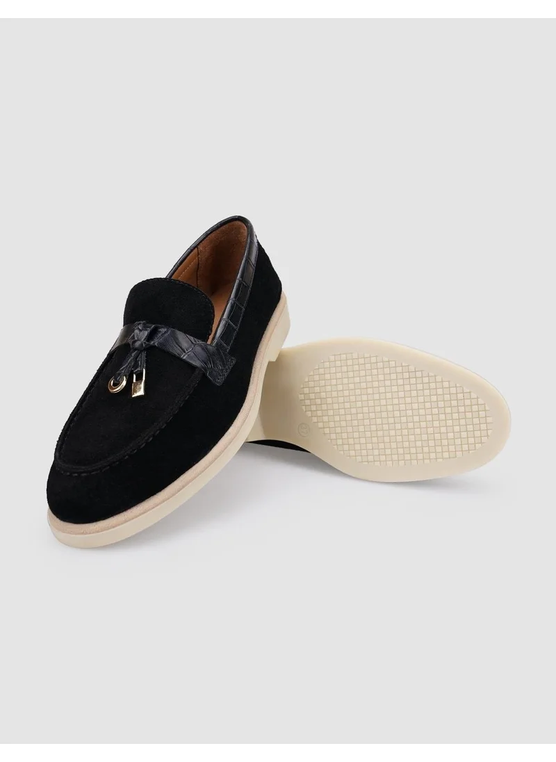 Cabani 100% Genuine Leather Black Suede Women's Loafer