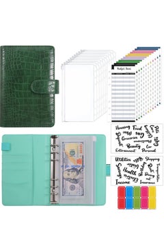Y&D Budget Binder with 8pcs Cash Envelopes for Budgeting, Crocodile Pattern A6 2Pcs Label Stickers and 12Pcs Expense Trackers Money Organizer Saving Binder(Green)  - Image 1