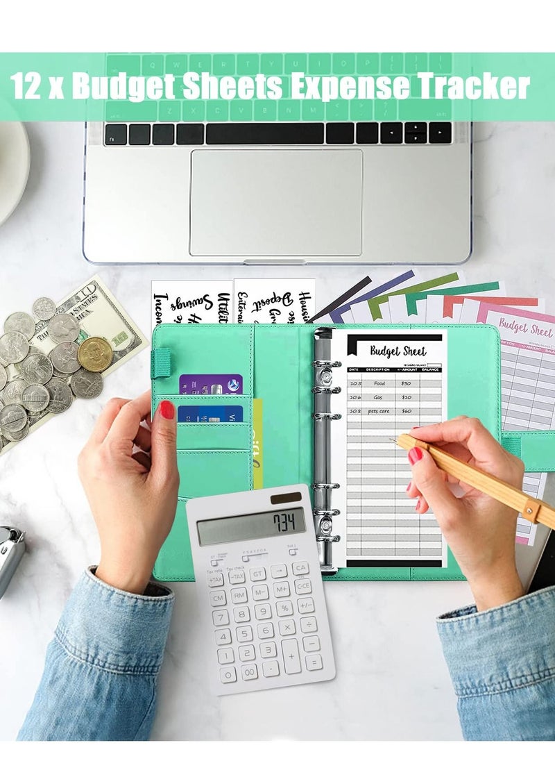 Y&D - Budget Binder with 8pcs Cash Envelopes for Budgeting, Crocodile Pattern A6 2Pcs Label Stickers and 12Pcs Expense Trackers Money Organizer Saving Binder(Green) - Image 1