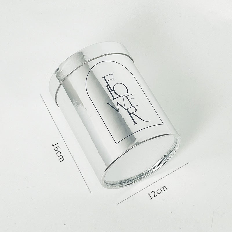 باقة هدايا برميل صغير مزخرف بمرآة فضية على شكل ثلج لعيد الميلاد من تشانغ يي - Image 1