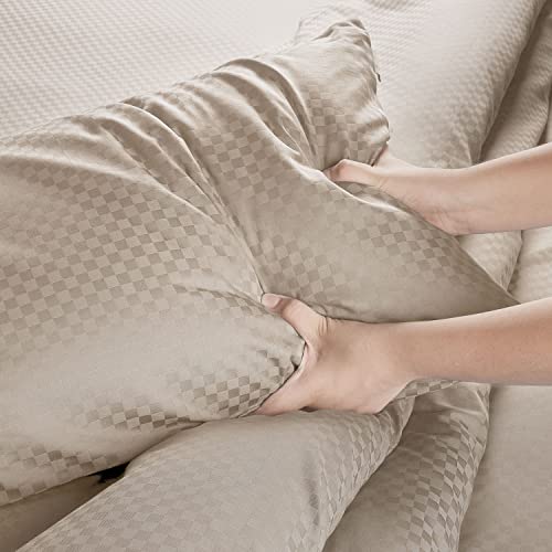 Spread Spain Oxford Cotton 400 Thread Count Soft Comfort Modern Design Bedsheets for Single Bed Size Flat Sheet with 1 Pillow Covers (60'' x 90'' inch Taupe) - Image 2